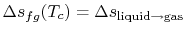 $ \Delta s_{fg}(T_c) =\Delta s_\textrm{liquid$\rightarrow$gas}$