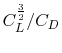 $ C_L^{\frac{3}{2}}/C_D$