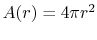 $ A(r) = 4\pi r^2$