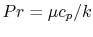 $ Pr = \mu c_p/k$