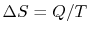 $ \Delta S = Q/T$