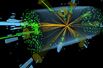 This illustration shows a multi-jet event recorded by the CMS detector at the Large Hadron Collider